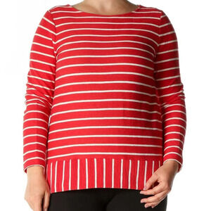 Talbots Red Striped Longsleeve Top in Size 1X